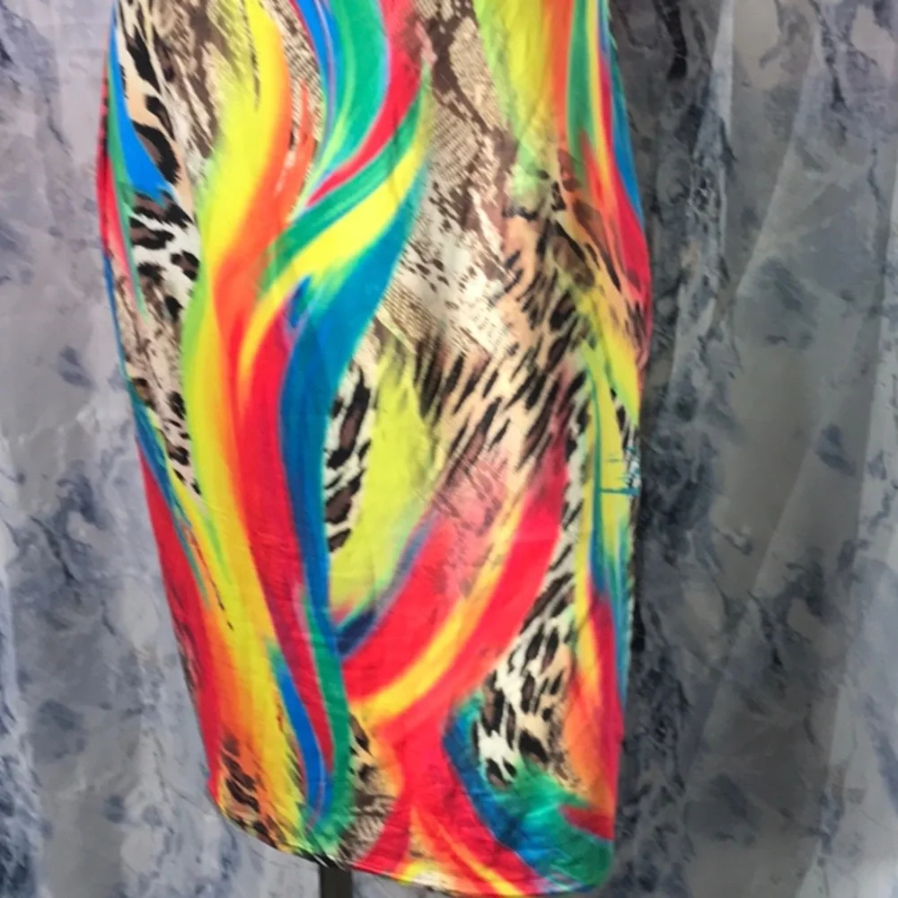 love J t-shirt dress beach tank stretch dress abstract colors XL - Picture 3 of 7